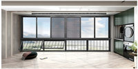 Moderno OEM de cinco pistas de acero inoxidable corredizas puertas de ventanas de aluminio para el hogar Oficina Vertical persiana tipo cortina