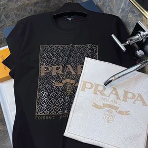 T-shirt da uomo slim-fit in cotone mercerizzato senza stiratura, stile europeo vintage, con lettere termoadesive e strass, di alta gamma, per l'estate - Product Image 2