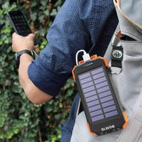 Batterie Externe Solaire Portable Étanche PD 20W à Charge Rapide 10000mAh Li-Polymère Double USB Micro USB Sans Fil pour Téléphone Portable Extérieur