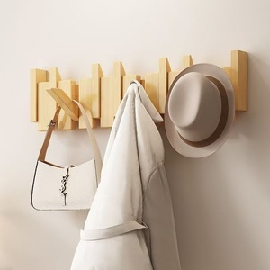 Solid wood piano key <b>coat</b> rack, wall-mounted <b>coat</b> <b>hooks</b>, bedroom, entryway, behind the front door, walnut no-drill <b>coat</b> rack - Product Image 4