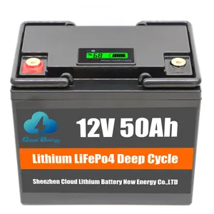 Paket Baterai Lifepo4 12 V 50ah Cloud Energy 12 V Lithium Volt 12.8V Cycle Siklus Dalam Lfp Aku Lipo Ion 12Volt Bateria