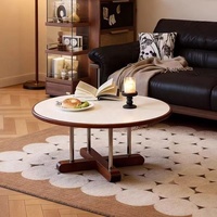 Table basse mobile moderne avec rangement, plateau en bois et pierre, design minimaliste pour petit appartement, meubles de salon