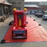Château gonflable d'été en PVC sur le thème du camion de pompiers, équipement de fête gonflable, combo gonflable pour la location