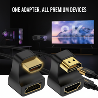 Adaptateur HDMI mâle vers HDMI femelle portable en forme de U, transfert rapide d'audio et de vidéo 8K HD, convertisseur pour téléviseur, ordinateur portable, projecteur