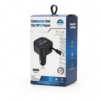 Pengisi Daya Mobil USB C, 20W Maks, Kabel Ganda, Tampilan Tegangan & LED |   Kabel USB-C Retraktil Ganda 76cm (29 inci) dengan BT/MP3