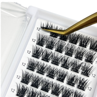 Extensions de cils à bande complète en soie prédécoupée de 16mm sans cruauté Kit de colle à grappe faite à la main