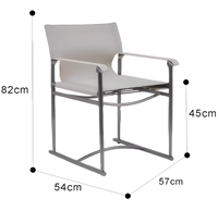 Chaise de salle à manger moderne italienne en acier inoxydable et cuir, fauteuil de négociation, tabouret de loisirs domestique, durable et écologique