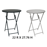 Haute qualité 19.09 "haut haut Banquet fête Bistro noir gris métal barre ronde tables de Cocktail pliantes avec dessus de Table en verre