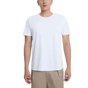 <span class=keywords><strong>Camiseta</strong></span> de Manga Corta para Hombre, 180 g/m², Algodón Pima de Alta Calidad, Imprimible con Logotipo, Cuello Redondo, Color Blanco Sólido, Ajustada - Product Image 5