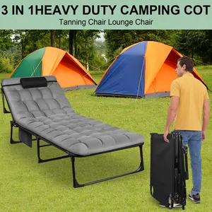 <span class=keywords><strong>Lit</strong></span> <span class=keywords><strong>de</strong></span> camping pliable en tissu portable - Chaise longue inclinable réglable à 3 positions avec oreiller - <span class=keywords><strong>Lit</strong></span> <span class=keywords><strong>de</strong></span> couchage extérieur (largeur 68 cm) - Product Image 6