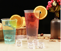 Gobelet à thé à bulles rigide réutilisable, en plastique jetable pour thé au lait et boba, pour les fêtes, avec couvercle et paille jetables, verre à boisson, gobelet