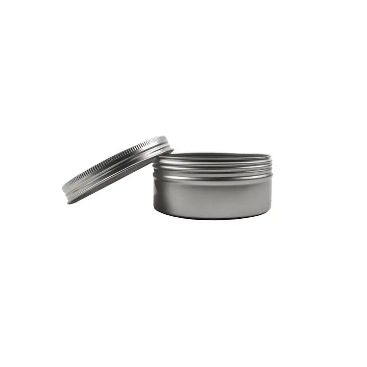 Reciclado parafuso preto de alumínio 2oz 3oz 4oz, canister cosmético de lata para vela e gel de cabelo, atacado de metal