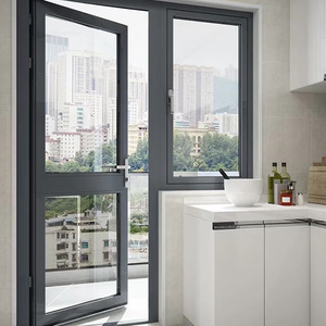 Fenêtre à battant en aluminium à rupture de pont thermique, sur mesure, à ouverture vers l'intérieur, double vitrage, insonorisée, coupe-vent, moderne - Product Image 2