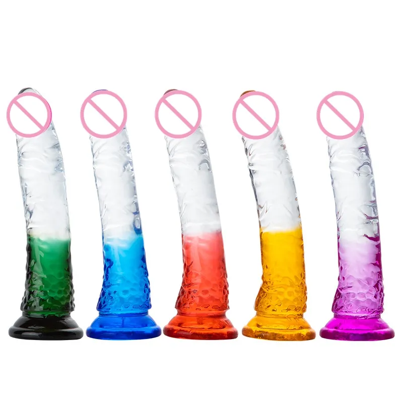 OEM Para Mujer giocattoli sessuali per adulti Mini Consoladores Dildo realistico cristallo colorato Dildo per le donne masturbazione gay