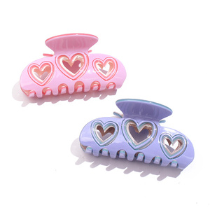 Pinzas de Pelo con Forma de Corazón en Color Caramelo, Acetato Hueco, 8x4x5cm, con Pedrería, Estilo Coreano, Accesorios para el Cabello, Personalizables - Product Image 6
