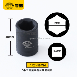 Car Accessory Tyre Repair Tool Universal Impact <strong>Socket</strong> 1/2" 6-Point <strong>Socket</strong> <strong>18mm</strong> Size Lenrth 38mm CRMO Material for Universal Use - Product Image 2