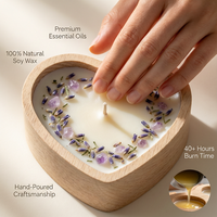 Bougie d'aromathérapie artisanale de luxe en grande coupelle de bois, esthétique, à base de cire végétale pure, pour la décoration de festivals (Diwali, Noël) et de bars