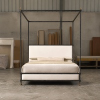 Lit à baldaquin en tissu, lit capitonné de luxe, lit king-size ou queen-size, hôtel, villa, sur mesure, vente en gros