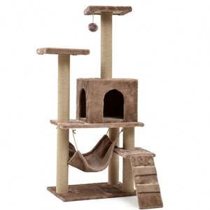 Nuevo Diseño de Lujo: Centro de Actividades para Gatos de Múltiples Niveles, Rascador Rosa, Poste de Sisal Resistente, Árbol para Gatos de Madera - Product Image 4