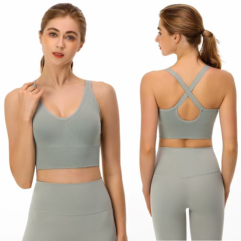 OEM Ladies' Sports Vest, Vest Plus Size Thin Shoulder Strap Yoga Underwear, High Elastic and High Support Sports Bra.
