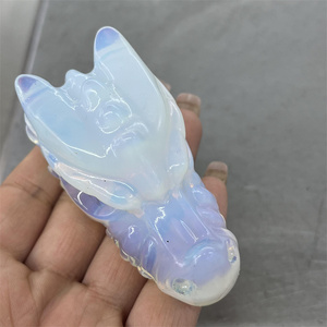 <span class=keywords><strong>Cabeza</strong></span> <span class=keywords><strong>de</strong></span> Dragón Tallada a Mano en Ópalo, Cristal Pulido Blanco, Estatua <span class=keywords><strong>de</strong></span> Ópalo para Decoración del Hogar y Regalos - Product Image 5