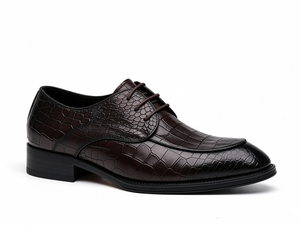 Zapatos de vestir Oxford con patrón de cocodrilo para hombre, zapatos formales de cuero genuino con cordones, calzado clásico con punta puntiaguda para fiesta de boda - Product Image 3