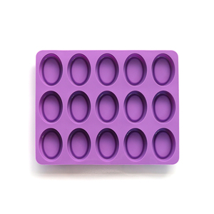 Khuôn Xà Phòng Làm Bằng Tay Silicone 15 Lỗ Hình Bầu Dục Tùy Chỉnh Chất Lượng Cao Để Làm Bánh Xà Phòng Khuôn Bánh Pudding Thạch - Product Image 2
