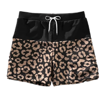 Maillots de bain deux pièces imprimé léopard à une épaule avec ceinture à nouer pour femmes, maillots de bain pour enfants, shorts de bain pour hommes, maillots de bain assortis pour la famille