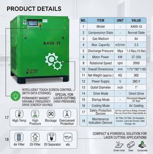 Compresseur d'air rotatif à vis 4 en 1 haute efficacité 22 kW 12 bars pour découpe laser - Product Image 5