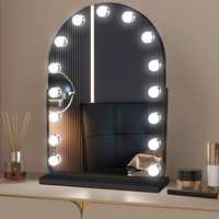 Nouveau Miroir de Maquillage Carré Lumineux à 15 LED 2026 avec Cadre Métallique et Éclairage Intelligent pour Coiffeuse et Maquillage