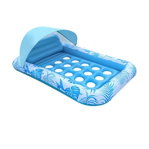 Inflatable Floating Pool Lounger With Sunshade 185x120cm Adult PVC Float Raft For Outdoor Swimming Pool Relaxation - Product Image 4