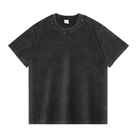 T-shirt Homme Basique Oversize en Coton Lavé Effet Vieilli 230G Personnalisé avec Motif Dessin Animé Col Rond Manches Courtes – Vente Directe Usine OEM