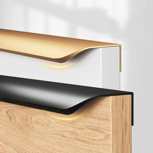 Poignée <span class=keywords><strong>de</strong></span> meuble moderne en profilé aluminium en forme <span class=keywords><strong>de</strong></span> L, longueur personnalisée, poignée dissimulée pour tiroir <span class=keywords><strong>de</strong></span> cuisine, quincaillerie pour armoire et mobilier d'hôtel - Product Image 2