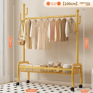Porte-manteau et étagère à vêtements mobiles en métal sur pied pour chambre et salon - Séchoir de rangement domestique - Product Image 6