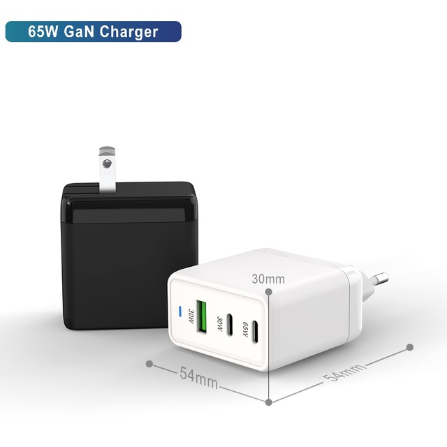 Zonsan Gan 65w Charger 3 Port USB Type-c Mobile Phone Fast Charger Type c PD QC PPS Adapter Charger 65w Charger Usb c