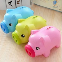 Cofre para dinheiro de porco, brinquedos de plástico transparente para guardar dinheiro
