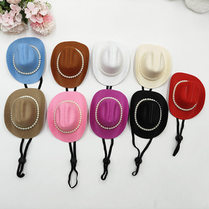 Sombreros de Vaquero de Imitación de Perlas de Lujo Sólidos al por Mayor D01 para Perros, Accesorios Decorativos Occidentales Ajustables - Product Image 2