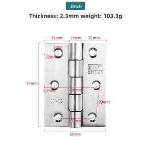 HOHE 4-Zoll Modernes Flach-Scharnier aus Edelstahl, verdickt, gebürstete Oberfläche, 2,5 mm Dicke, 100 kg Tragkraft, für 180°-Türen, 2-Loch, 1 Jahr Garantie - Product Image 2