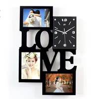 Horloge murale en bois réglable, cadre de Photo en bois de promotion bon marché, décoration avec mot d'amour