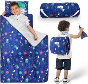 Toddler Sleeping Bag for Daycare Preschool Travel <b>Camping</b> Lightweight and Soft Nap <b>Mat</b> with Pillow and Blanket - Product Image 1