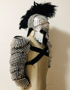 Disfraz de Guerrero Romano con Lentejuelas de Espejo, Traje de Discoteca, Bailarín de Gogo, Traje de Escenario, Atuendo Rave, Armadura Masculina, <span class=keywords><strong>Ropa</strong></span> de Festival - Product Image 2