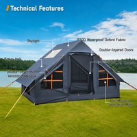 Tente de glamping gonflable de luxe pour 3-4 personnes - Tente cabane imperméable à montage automatique avec moustiquaire EU