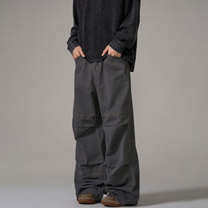 <span class=keywords><strong>Pantaloni</strong></span> Cargo in Tela Stile Retrò Americano, Design Casual con Pieghe, Gamba Larga e Dritta, Marca Trendy per <span class=keywords><strong>Uomo</strong></span> - Product Image 2