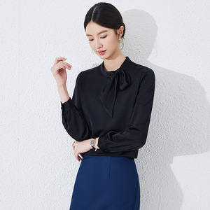 Women's White Long Sleeve Hotel Uniform Shirt Spring 2025 Business Wear Inner Layer Top - Product Image 2