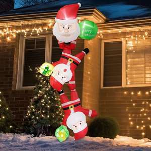 Playwork 8FT Polyester <b>Climbing</b> <b>Santa</b> Inflatable Set-Factory Direct Christmas Yard Decoration With Blow Lights - Product Image 1