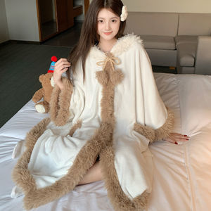 Conjuntos de Pijamas de Franela para Mujer, Pijamas de Invierno con Capucha, Lindos Dibujos Animados, Manga Larga, Holgados, Camisón Grueso - Product Image 6