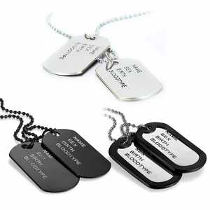<span class=keywords><strong>Collar</strong></span> de Bala Nuevo <span class=keywords><strong>Collar</strong></span> con Placas de Identificación Cadena de Bolas Cadenas de Hip Hop Geniales Placas de Identificación de Metal para Hombre Regalos - Product Image 3