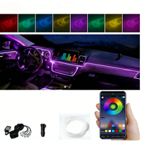 Kit d'éclairage d'ambiance intérieur de voiture 5 en 1 6M RGB LED, 64 couleurs, contrôle par application, bande lumineuse d'ambiance en fibre optique pour voiture