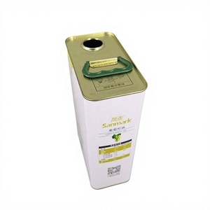 Bidon carré en fer blanc de 3L de qualité alimentaire pour huile de tournesol, de palme et d'olive avec bec verseur - Product Image 3