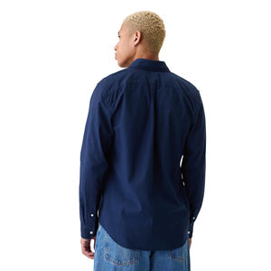 Produttore OEM cotone Oxford elastico di alta qualità <span class=keywords><strong>blu</strong></span> Navy Casual manica lunga con bottone piumino camicie da uomo autunno - Product Image 5